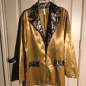 Gold and cheetah print pimp costume jacket